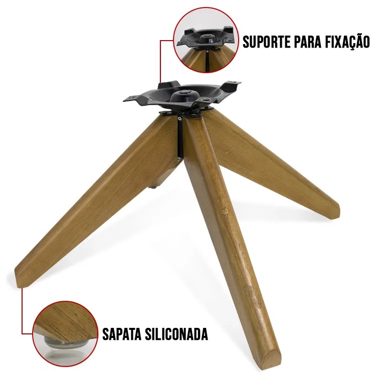 Base de Madeira Giratória para Poltrona 30cm - D'Rossi