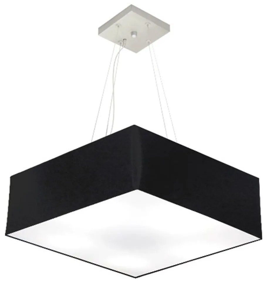 Lustre Pendente Quadrado Md-4137 Cúpula em Tecido 15/70x70cm Preto - Bivolt
