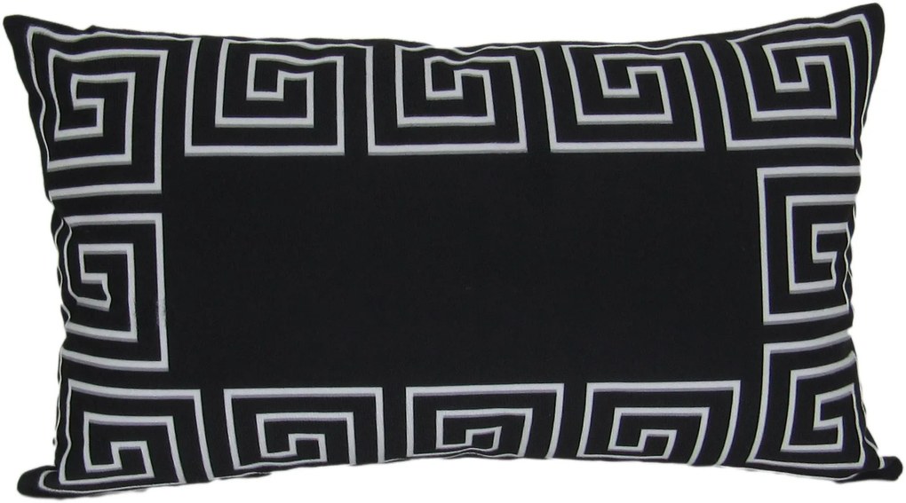 Capa Almofada Veludo estampado Cairo Preto - Verso Branco - 30x50cm
