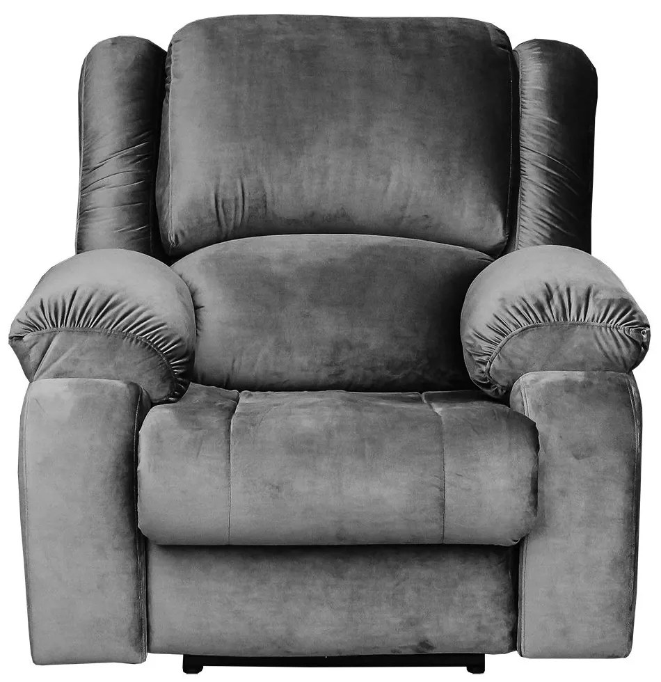 Poltrona do Papai Reclinável Manual Magnum Veludo Cinza G23 - Gran Belo