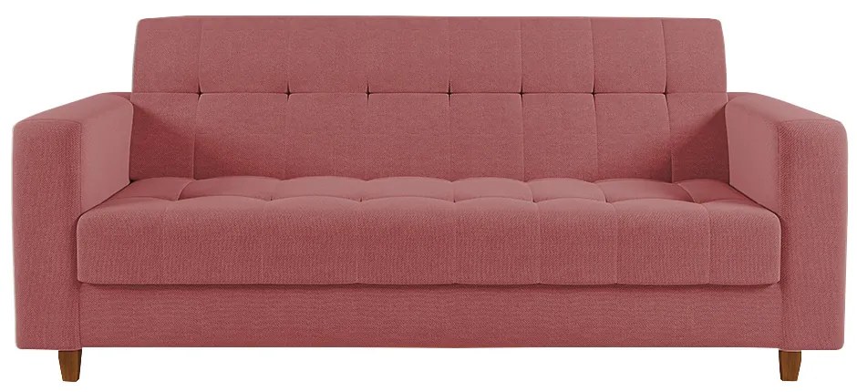 Sofá 03 Lugares Arezzo Linho Whiski Rose A106 Pés Chanfrado Castanho - D'Rossi