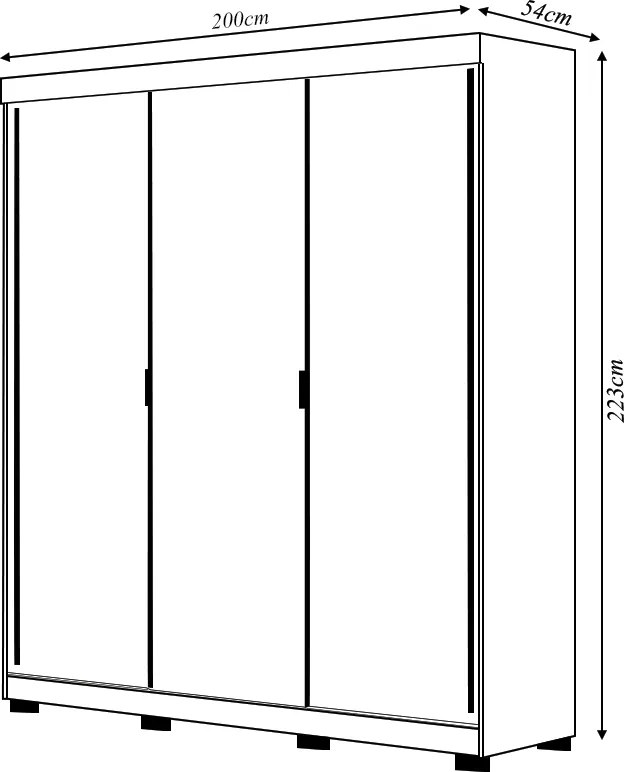 Guarda Roupa Casal Heros 3 Portas de Correr Dupla Face com Gavetas MDF Nogueira/Fendi G98 - Gran Belo