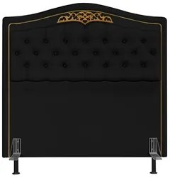 Cabeceira Cama Box Casal 140cm com Tachas Imperial J02 Sintético Preto