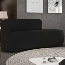 Sofá 3 Lugares Para Sala 180cm Orgânico Wendi Suede Preto I01  - Mpoze