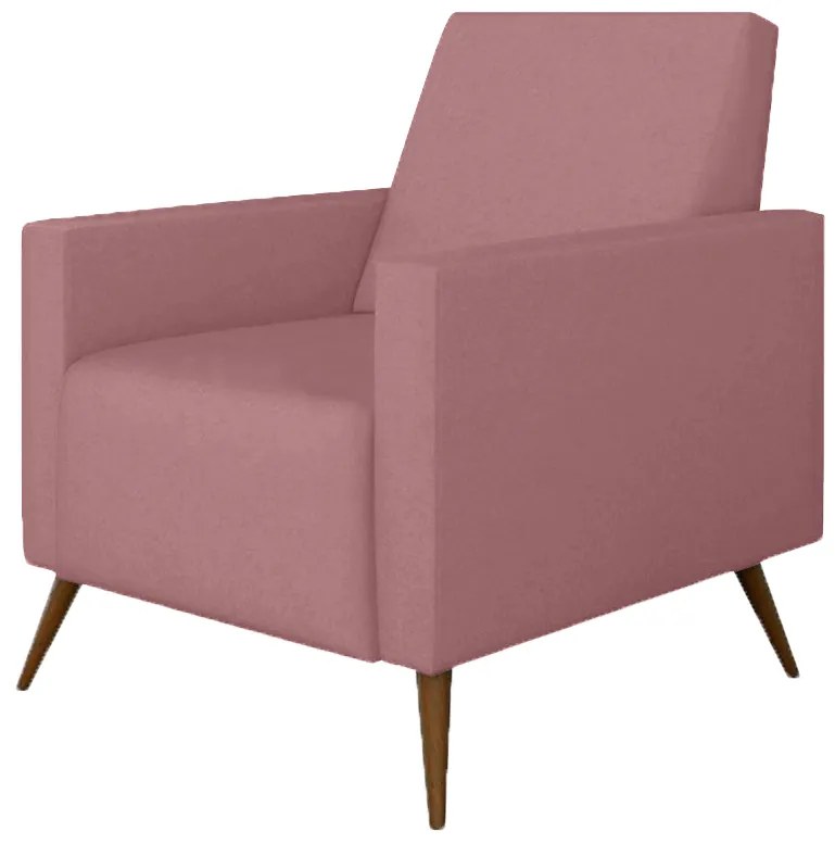 Poltrona Decorativa Amamentação Gabi Pé Palito Suede Rosê