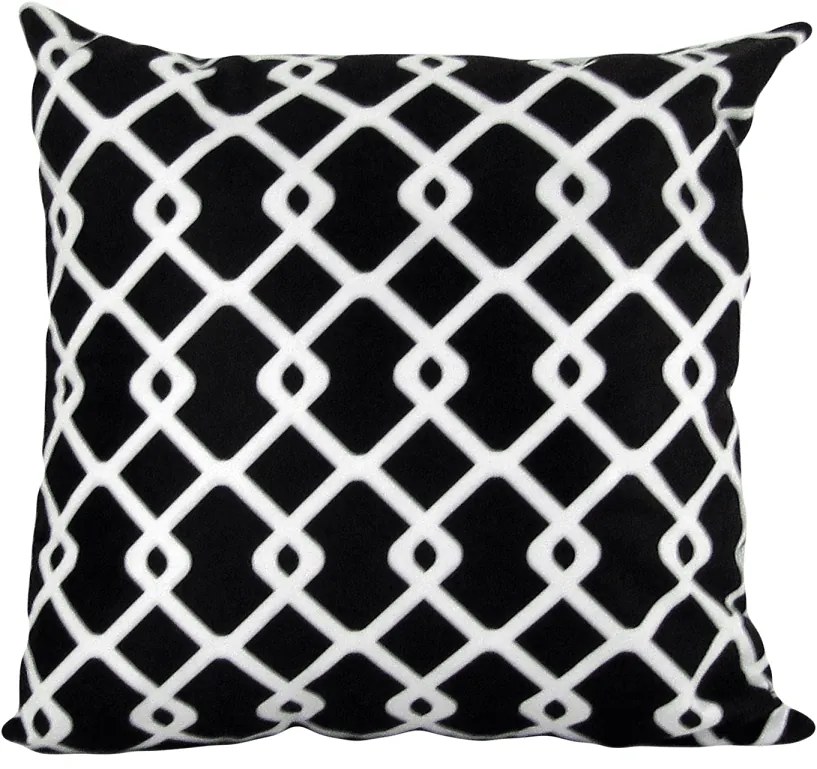 Capa almofada LYON Veludo estampado Geométrico Preto 50x50cm