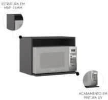 Suporte Micro-ondas Forno 58cm Aéreo Grafite Z44 - Mpozenat