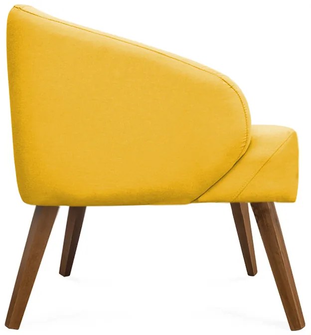 Kit 2 Poltronas Decorativas Lara Pés de Madeira Suede Amarelo - Sheep Estofados - Amarelo