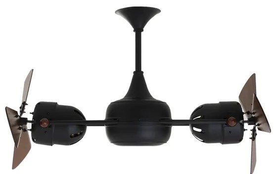 Ventilador De Teto Aco Madeira Preto 127V Mini Duplo