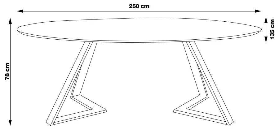 Mesa Sala de Jantar 8 Lugares 250cm Tampo Oval Efron Nogueira/Preto G13 - Gran Belo