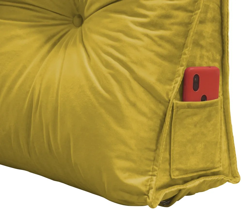 Almofada para Cabeceira Mel 1,95 m King Travesseiro Apoio para Encosto Macia Formato Triângulo Suede Amarelo