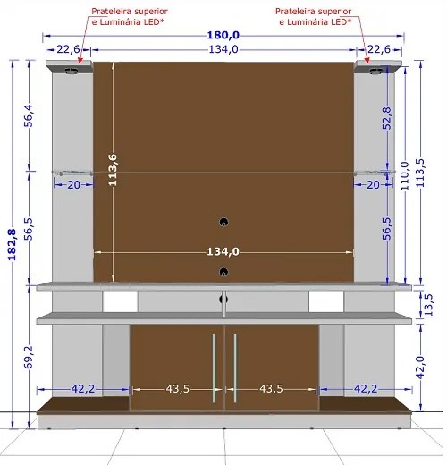 Home Theater York LED Ripado Naturalle/Off White - Bechara Móveis