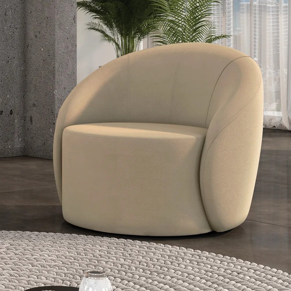 Poltrona Sala Orgânica Giratória Lua Suede D03 - D'Rossi - Marrom Rato