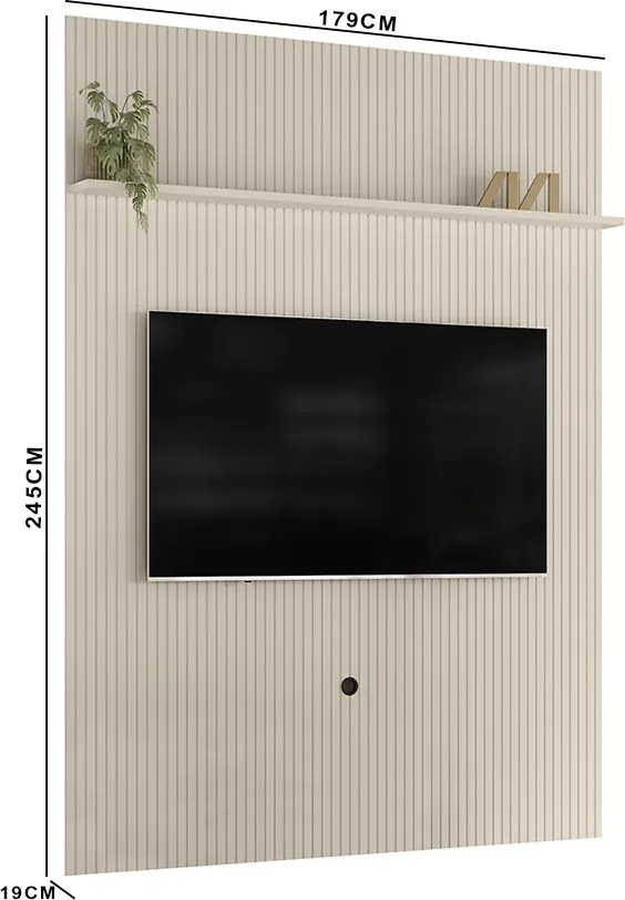 Painel TV 65 Pol 179cm Ripado para Sala Valen Off White M20 - D'Rossi