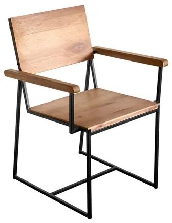 Cadeira Rumba Industrial em Madeira Mel e Base Preta de aço com Braco com 55cm de largura - 70347 Sun House