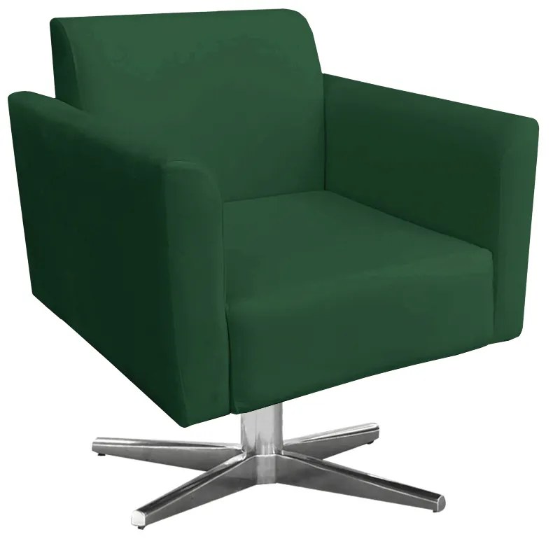 Kit 02 Poltronas Giratória Marisa Suede Base Cromada D03 - D'Rossi - Verde