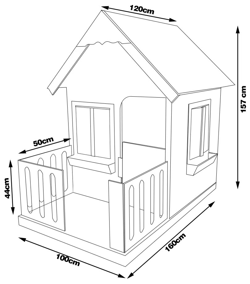Casinha De Brinquedo Com Cercado Floreiros MDF Bege/Branco L12 - Gran Belo