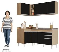 Armário de Cozinha Modulado de Canto Direito 4 Peças CP39 com Pia Inox