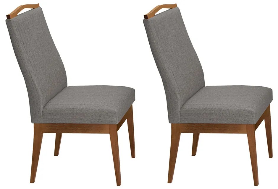 Conjunto 2 Cadeiras Sala de Jantar Lara Linho/Poliester Cinza