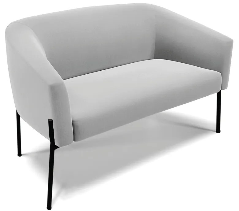 Namoradeira e 2 Poltronas Pé de Ferro Preto Stella Suede D03 - D'Rossi - Cinza