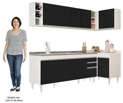 Armário de Cozinha Modulado de Canto Esquerdo 5 Peças CP54 com Pia Ino
