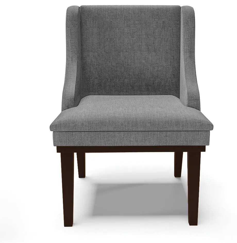 Kit 04 Cadeiras de Jantar Liz Linho Grafite A26 Base Fixa Madeira Tabaco D03 - D'Rossi