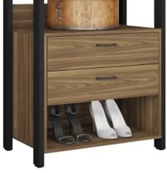 Guarda Roupa Solteiro Closet 73cm 2 Gavetas Una Mel/Preto C01 - Mpozen