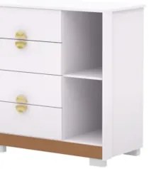 Cômoda Para Quarto 93cm Com 1 Porta Nara Flex Branco V02 - Mpozenato