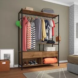 Guarda Roupa Casal Closet Barcelona 2 Gavetas Preto/Demolição - Artefa