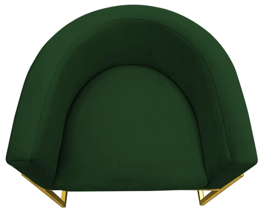 Poltrona Decorativa Base Metal Dourada Luna Veludo Verde - Sheep Estofados - Verde escuro