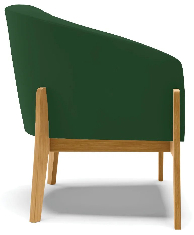 Poltrona Decorativa Base de Madeira Stella Veludo Verde D03 - D'Rossi