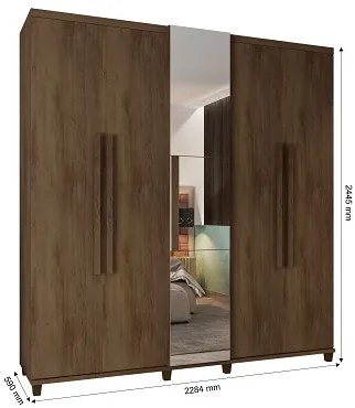 Guarda-Roupa Munique C/Espelho Freijó – RV Móveis