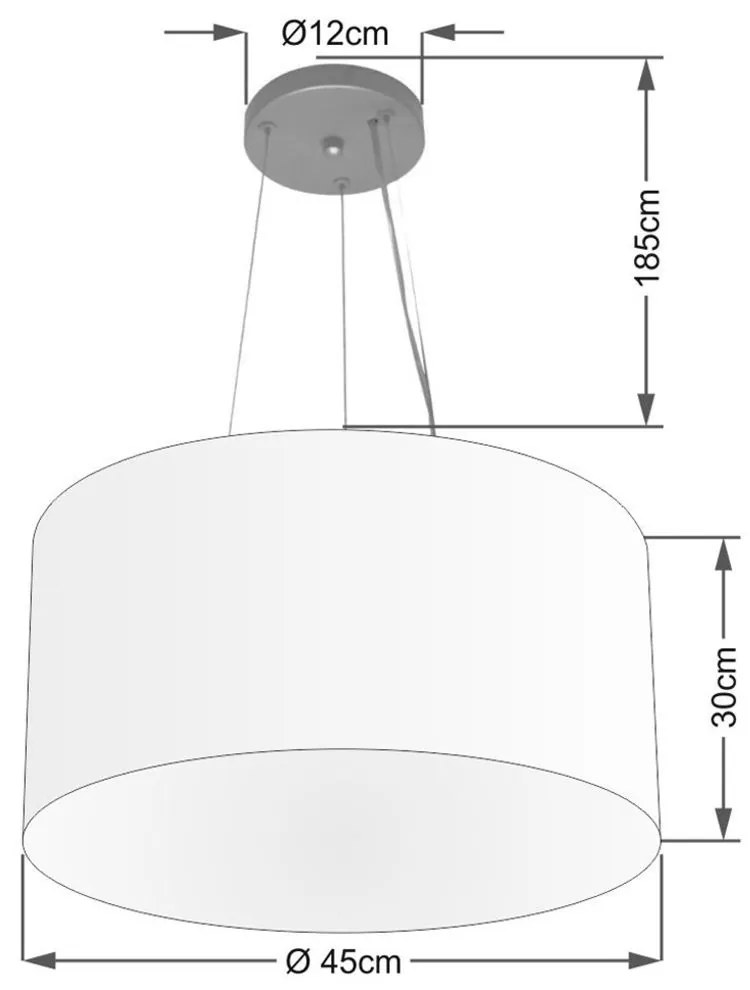 Lustre Pendente Cilíndrico Md-4187 Cúpula em Tecido 45x30cm Rustico Cinza - Bivolt