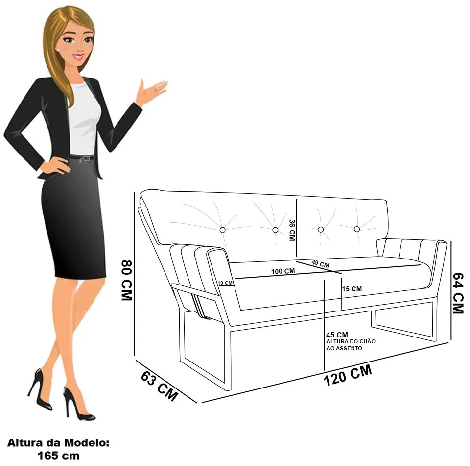 Namoradeira Anitta Base Industrial Preta Suede Grafite D03 - D'Rossi