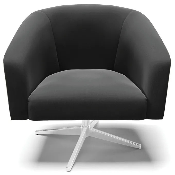 Poltrona Decorativa Giratória Cromada Kit 2 Stella Suede D03 - D'Rossi - Preto