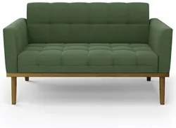 Sofá Namoradeira e 1 Poltrona Base Madeira Castanho Ana Suede Verde -