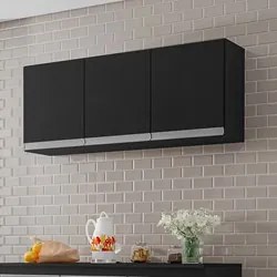 Armário e Balcão Gabinete Para Pia 120cm com Tampo 3 Portas Manu Preto
