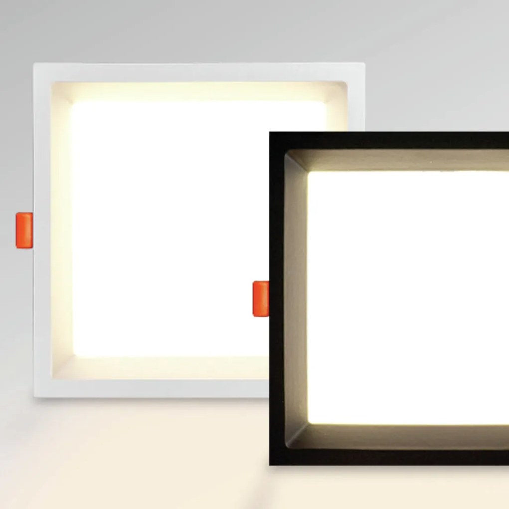 Embutido Quadrado Recuado 17X17Cm Led 18W 4000K Bivolt - Preto / Downl...