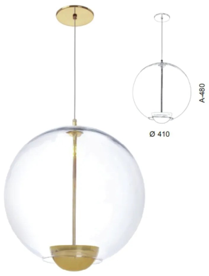 Pendente Globo Led Integrado Ø41X48Cm Metal E Globo Ø41Cm 03 Pci X 5,5... (GRAFITE / COBRE FOSCO, AMBAR)