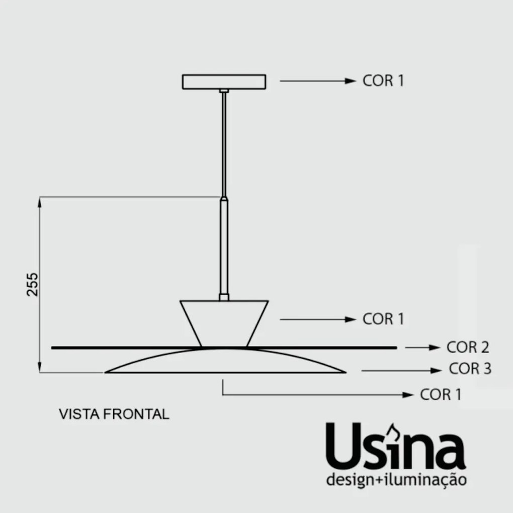 Pendente Tule Ø50X25,5Cm 1Xmr16 - Usina 25122/50 (BT - Branco Texturizado, Igual a Cor 1)