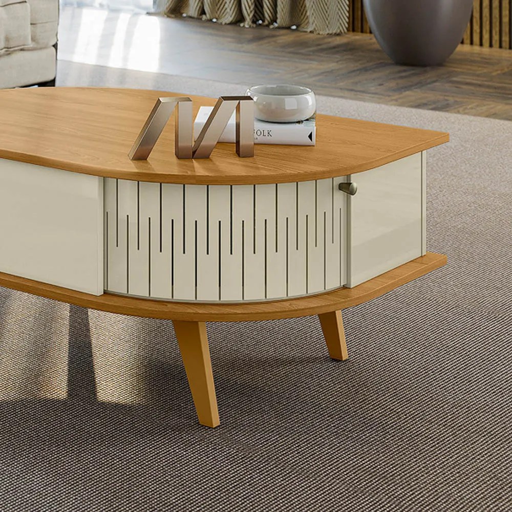 Mesa de Centro Para Sala com 2 Portas Narvelli M20 - D'Rossi - Cumaru e Opala