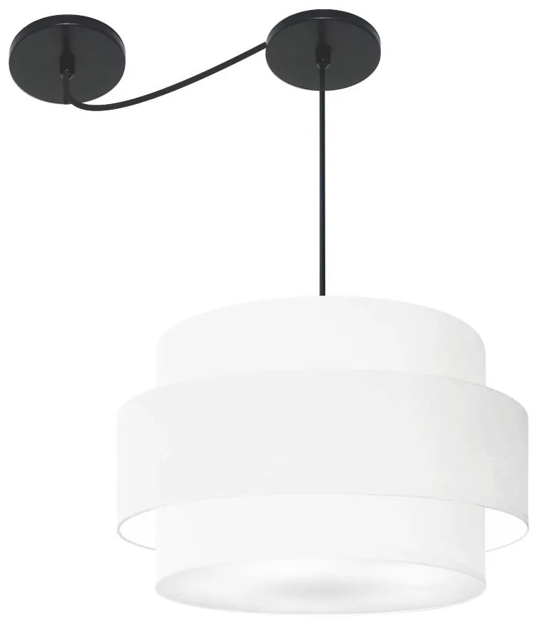 Lustre Sala de Jantar Com Desvio Vivare Md-4399 Cúpula em Tecido 50cm - Branco - 110V/220V