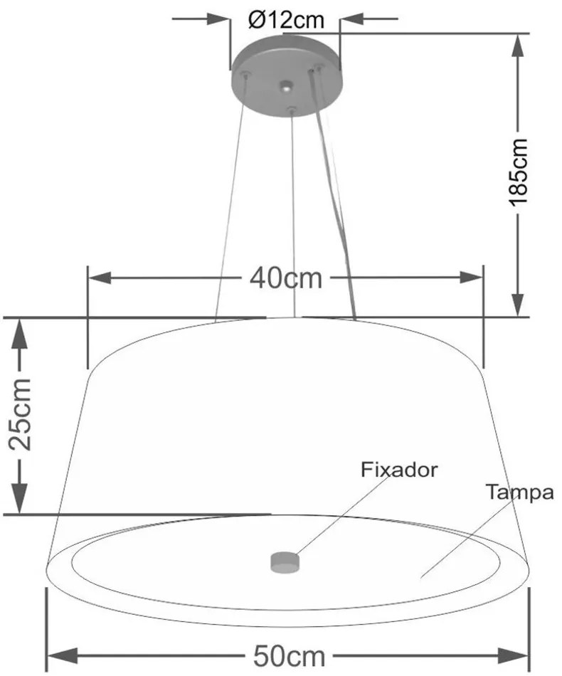 Lustre Pendente Cone Md-4144 Cúpula em Tecido 25x50x40cm Café - Bivolt