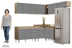 Armário de Cozinha Modulado de Canto 7 Peças CP19 Balcão sem Tampo Cas