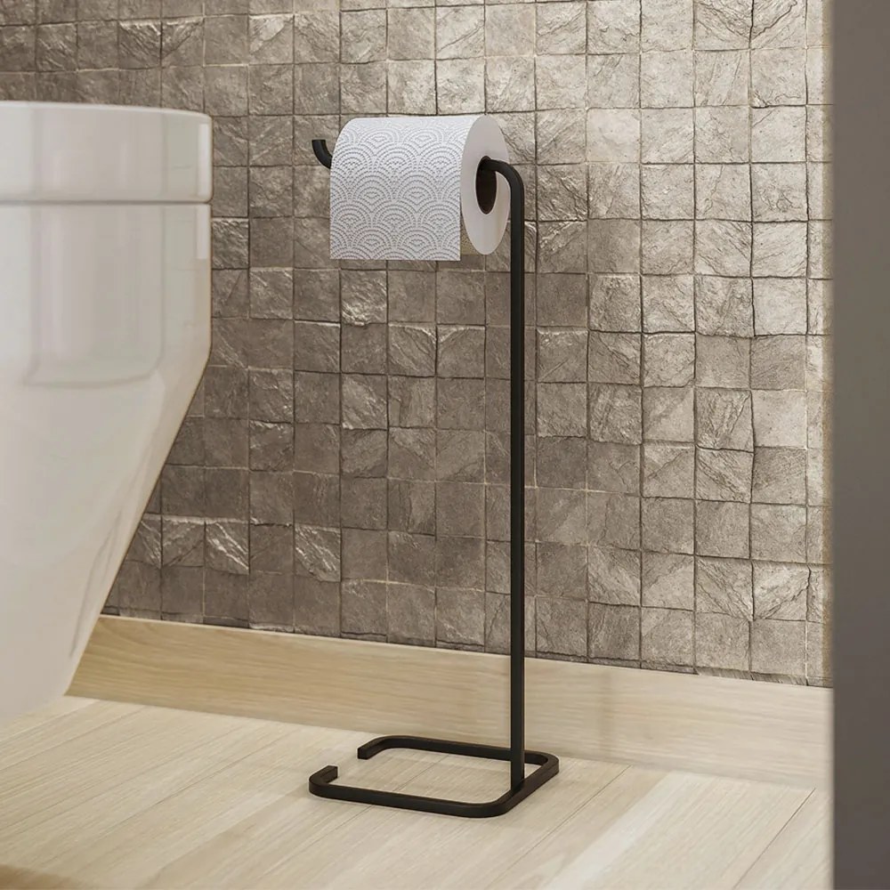 Suporte Porta Papel Higiênico de Chão Slim Preto - Loja Sheep - Preto