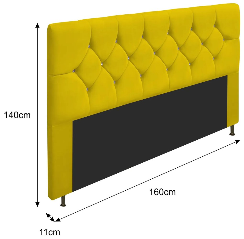 Cabeceira Queen França A05 c/ Strass 160 cm para Cama Box Corano - ADJ Decor
