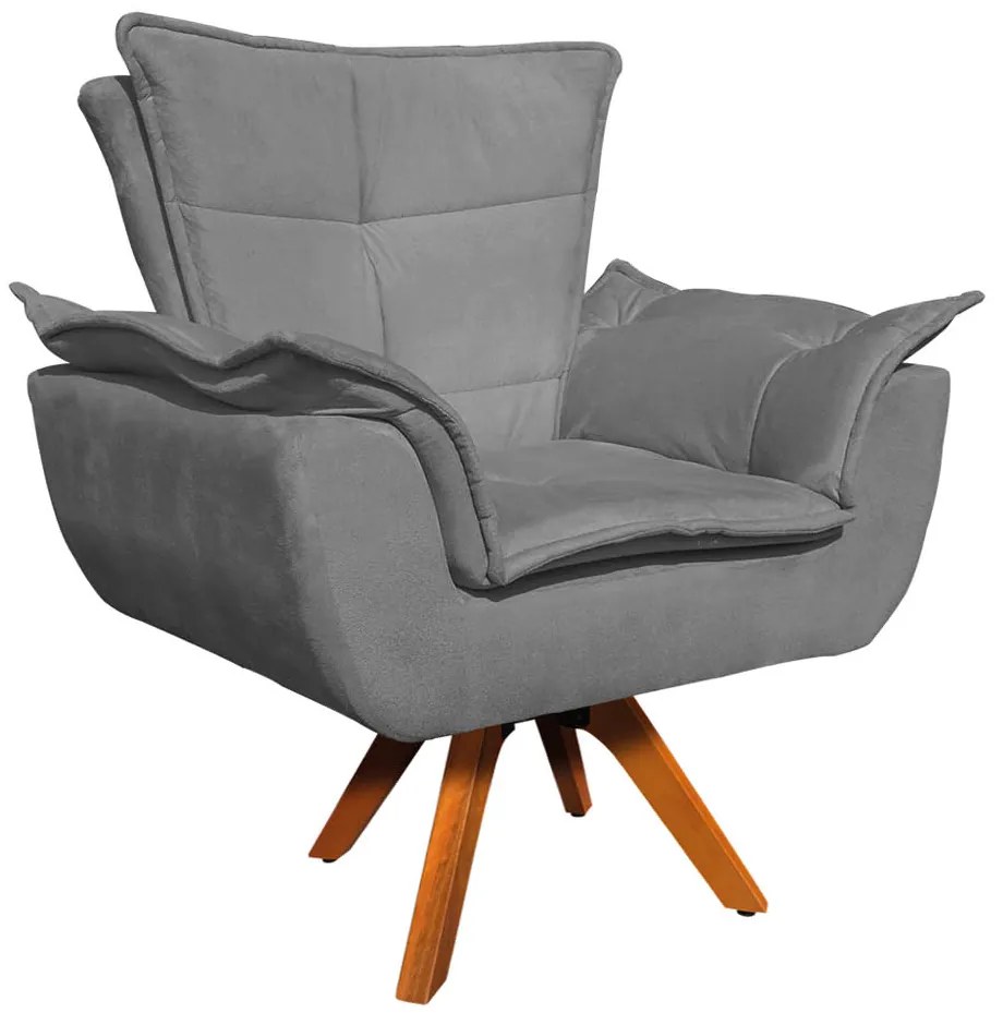 Sofá Namoradeira e 2 Poltronas Giratória MM30 Opala Suede D03 - D'Rossi - Grafite