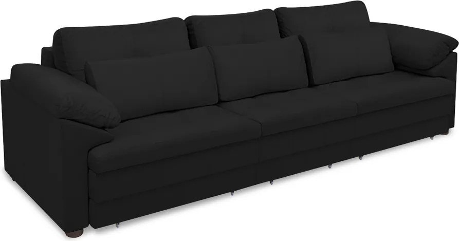 Sofá Retrátil Manual Sala de Estar Nolan Bipartido 332cm Conforto Premium em Couro Preto G58 - Gran Belo