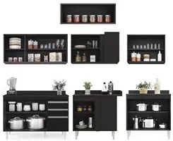 Armário de Cozinha Modulado de Canto 7 Peças CP20 Balcão com Tampo Pre