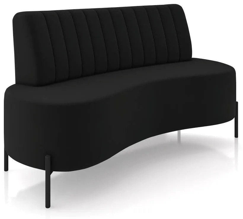 Sofá 2 Lugares Living 160cm Pé Ferro Pto Maraú Veludo K01 - D'Rossi - Preto